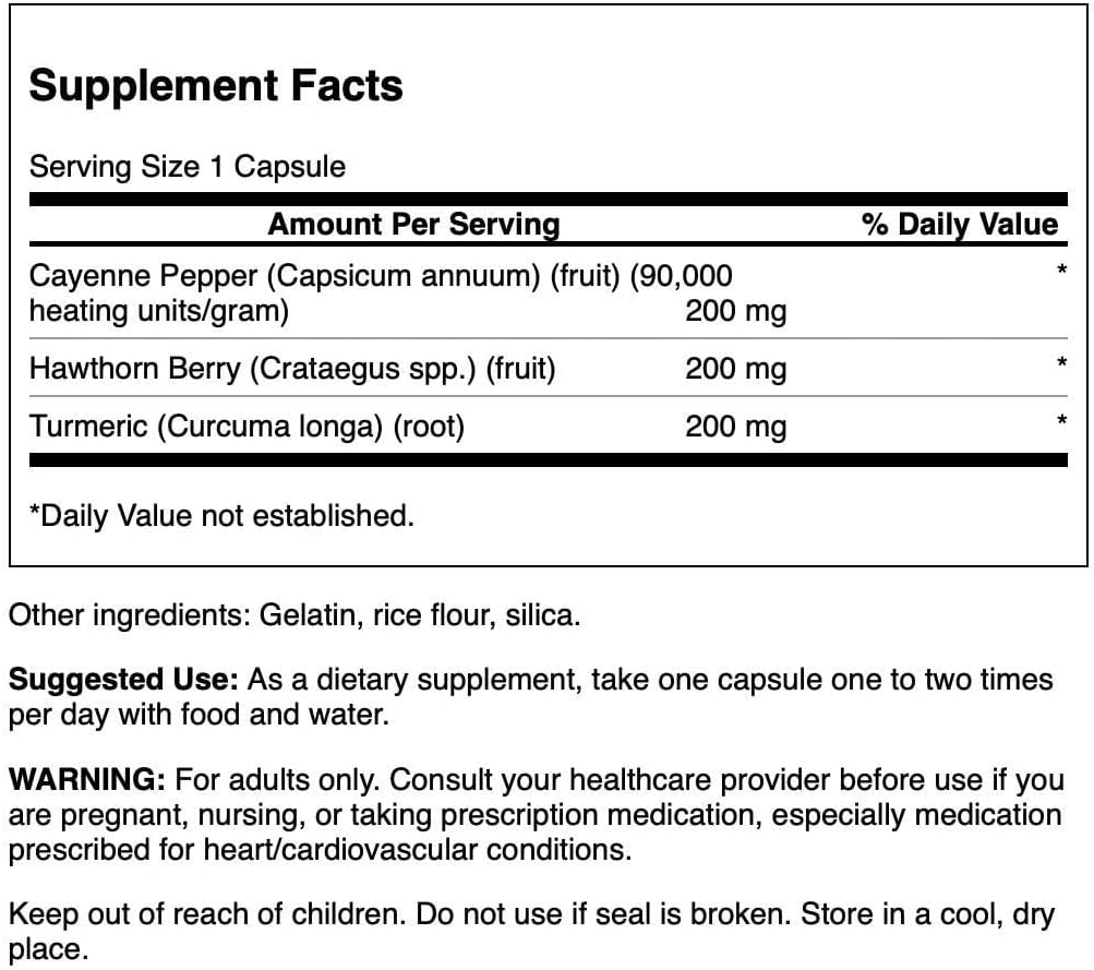 60 Capsules Swanson Full Spectrum Turmeric with Hawthorn & Cayenne - Herbal Supplement for Overall Wellness