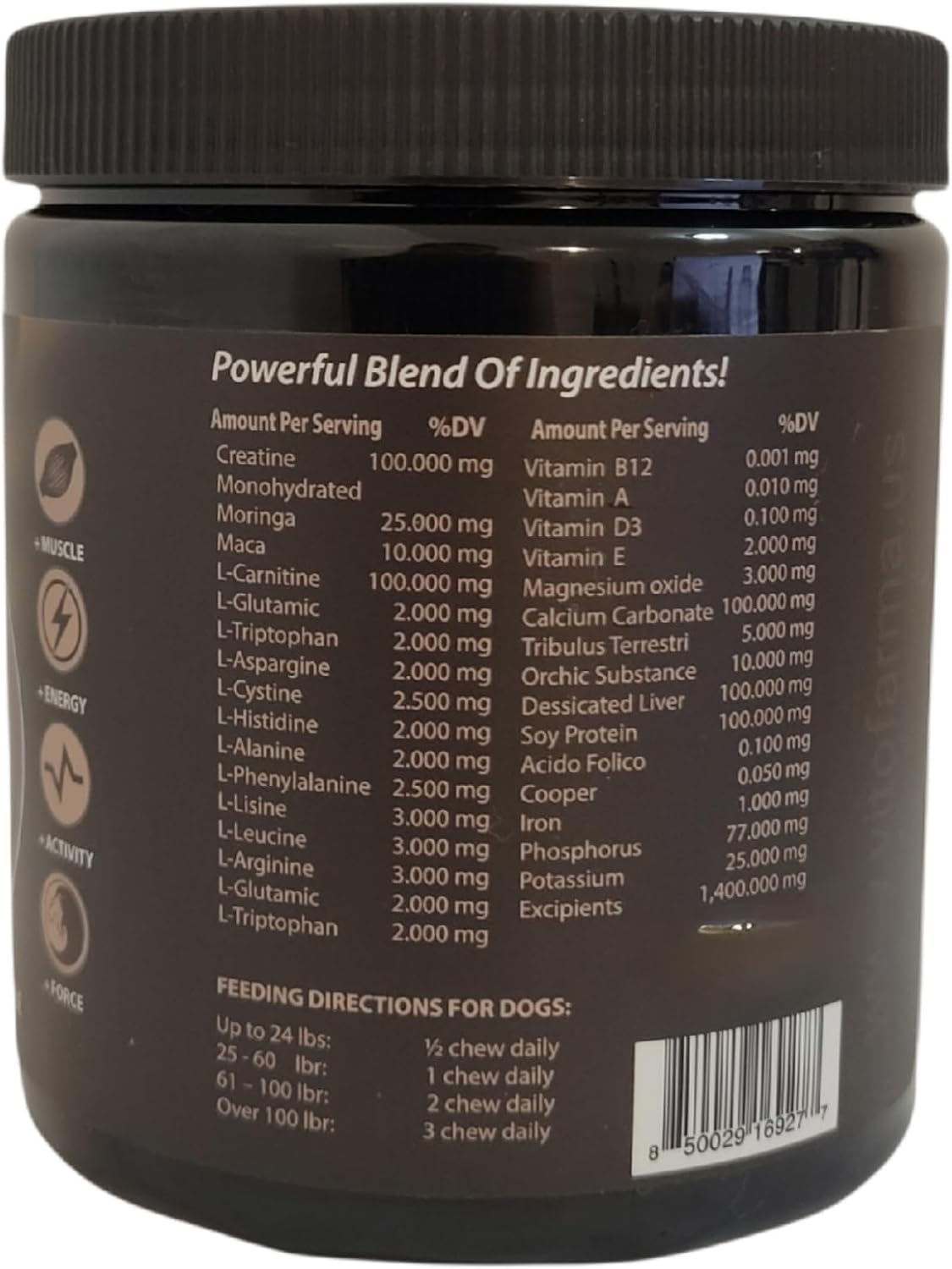 60 Chewable Tablets of VITOFARMA Predator Canine Muscle Builder Supplement for Dogs - Promotes Muscle Gain