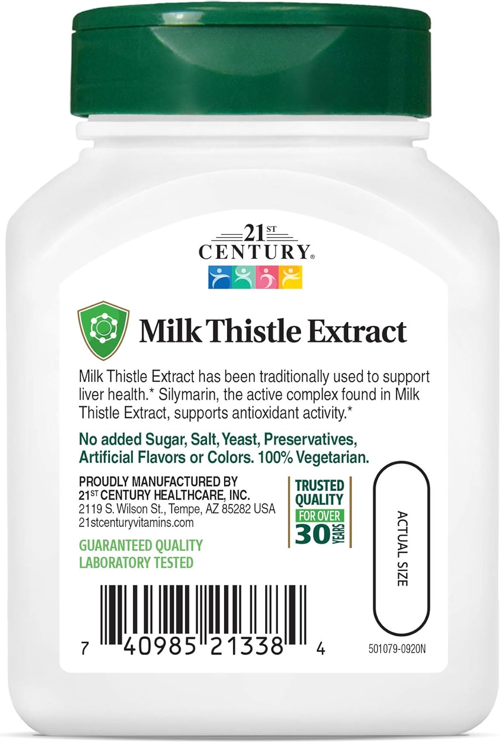60 Count 21st Century Milk Thistle Extract Vegetarian Capsules (21338)