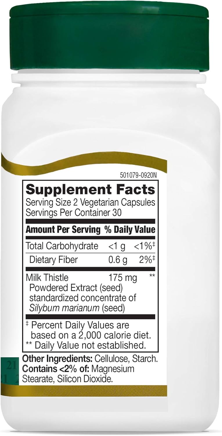 60 Count 21st Century Milk Thistle Extract Vegetarian Capsules (21338)