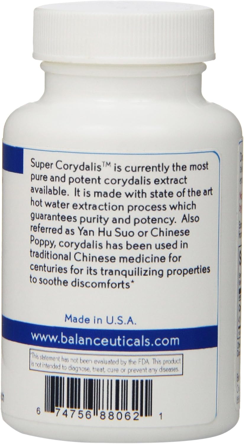 60 Count Balanceuticals Super Corydalis Extract Supplement - Natural Pain Relief and Stress Support