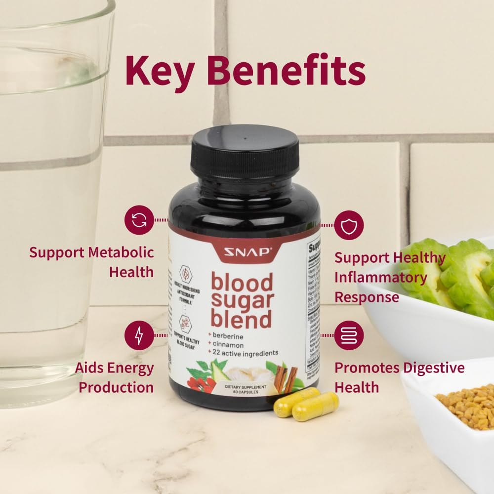 60 Count Blood Sugar Support Blend by Snap Supplements - Promotes Healthy Blood Sugar Levels