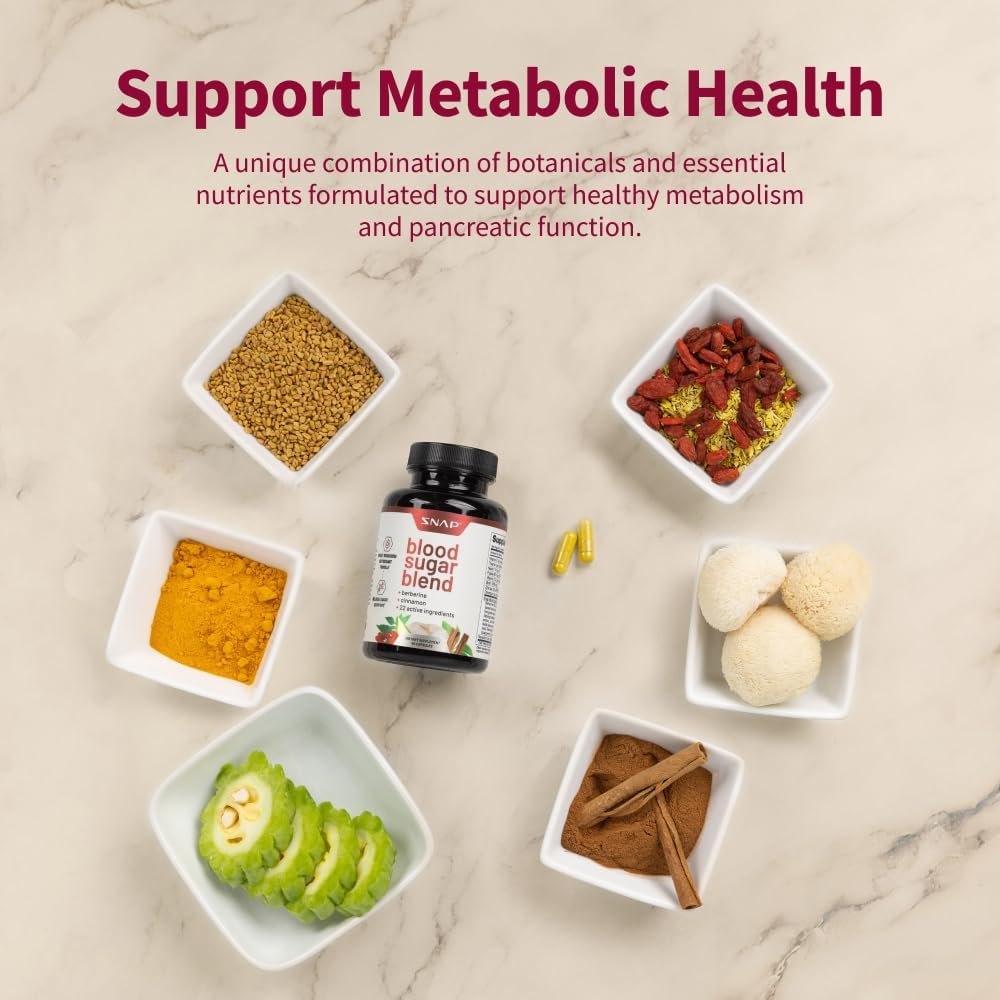 60 Count Blood Sugar Support Blend by Snap Supplements - Promotes Healthy Blood Sugar Levels