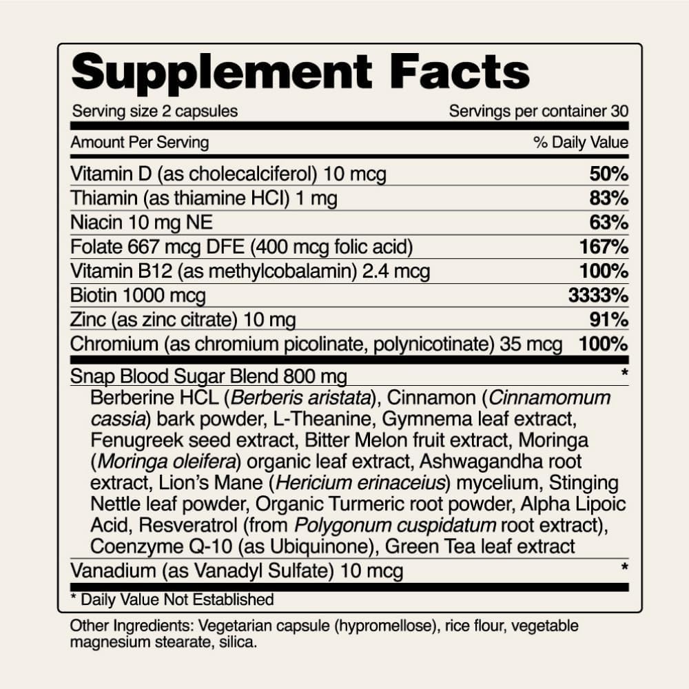 60 Count Blood Sugar Support Blend by Snap Supplements - Promotes Healthy Blood Sugar Levels
