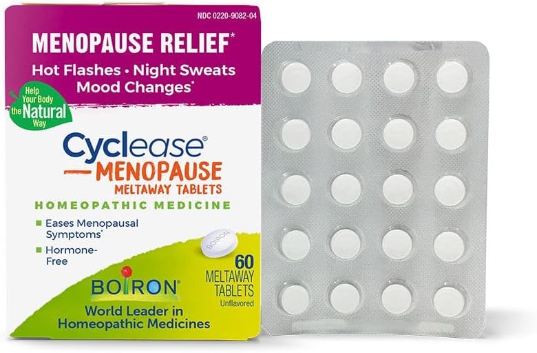 60 Count Boiron Cyclease Menopause Tablets for Relief of Hot Flashes, Night Sweats, Irritability, and Mood Swings
