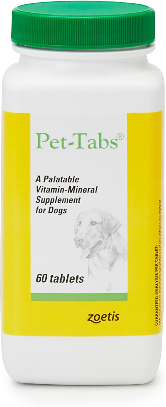 60 Count Bottle of Chewable Pet-Tabs Multivitamin Supplement for Dogs
