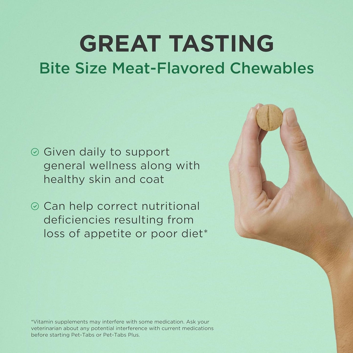 60 Count Bottle of Chewable Pet-Tabs Multivitamin Supplement for Dogs