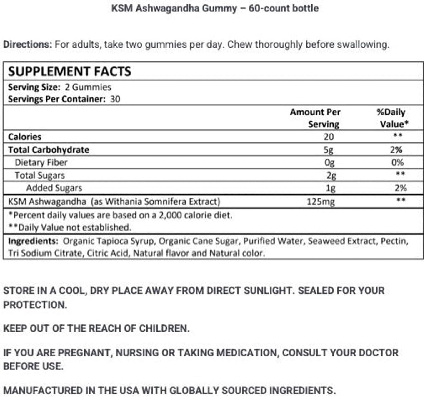 60 Count Bottle of Levium Calming Stress Relief Gummies for Natural Mood Boosting - 30 Day Supply