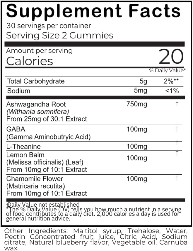 60 Count Chill Ashwagandha Vibe Gummies with GABA, L-Theanine & Chamomile