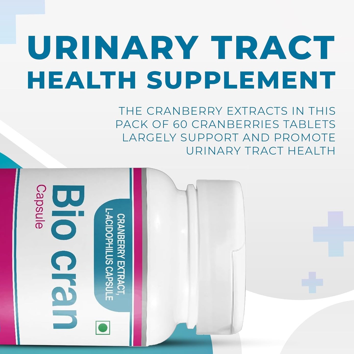 60 Count Cranberry Capsules with L-Acidophilus for Urinary Tract Health - Vegetarian Cranberry Pills for Immunity Support - Men and Women's Cranberry Supplements