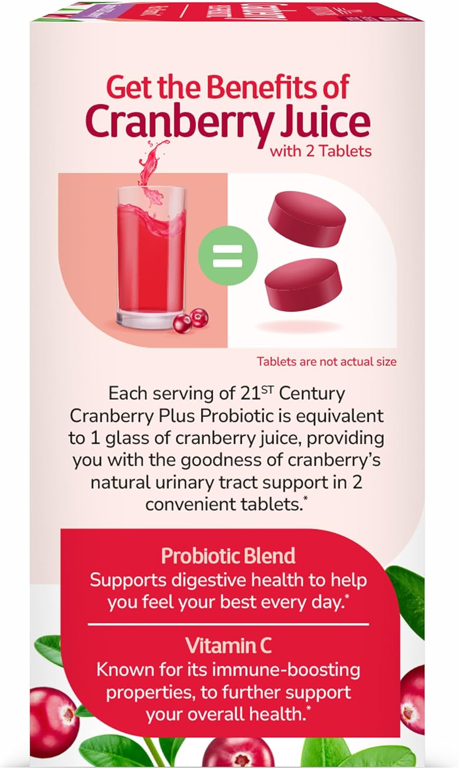 60 Count Cranberry Plus Probiotic Tablets for Modern Health