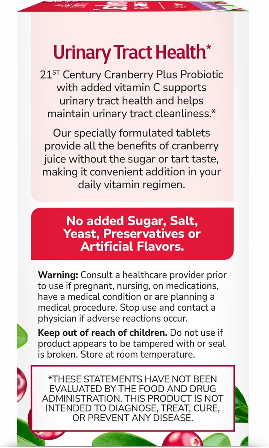 60 Count Cranberry Plus Probiotic Tablets for Modern Health