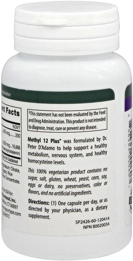 60 Count D'Adamo Personalized Nutrition Methyl 12 Plus Supplement for Enhanced Health