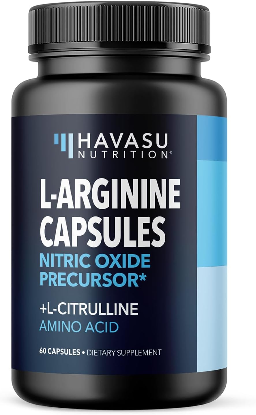 60 Count Havasu Nutrition L-Arginine and L-Citrulline Capsules - Vegan Nitric Oxide Supplement for Performance, Endurance, Muscle Support - Non-GMO - 1 Month Supply