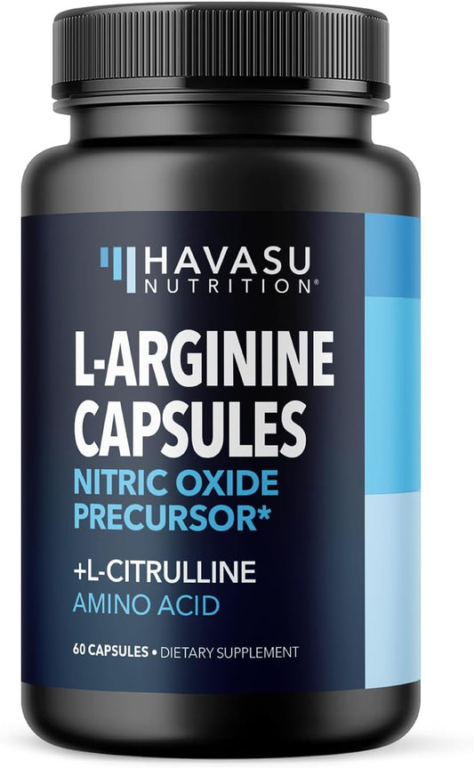 60 Count Havasu Nutrition L-Arginine and L-Citrulline Capsules - Vegan Nitric Oxide Supplement for Performance, Endurance, Muscle Support - Non-GMO - 1 Month Supply