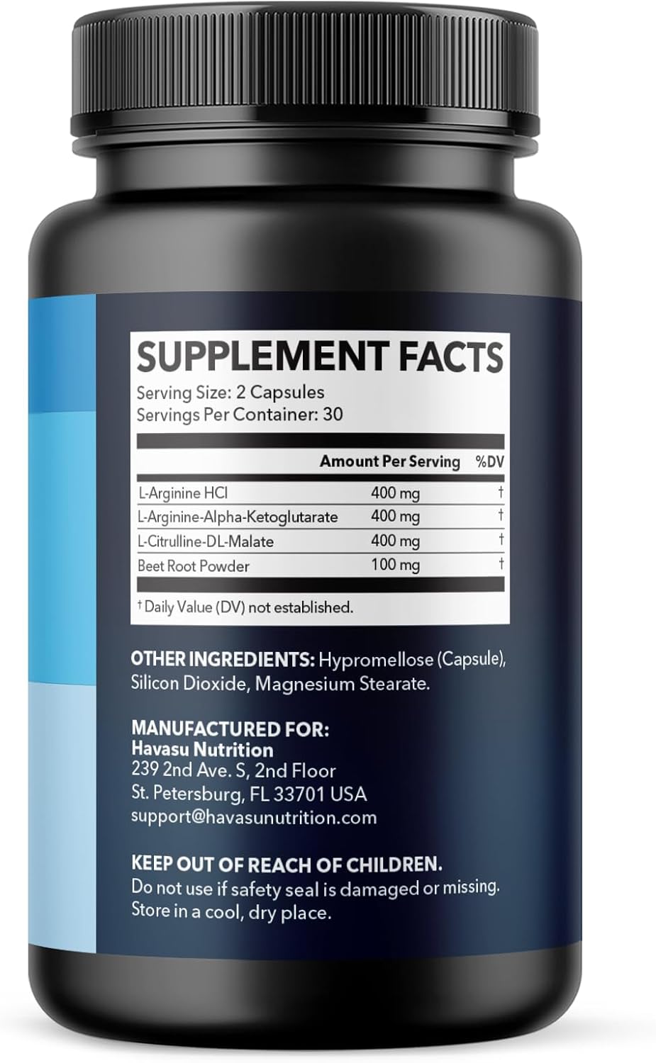 60 Count Havasu Nutrition L-Arginine and L-Citrulline Capsules - Vegan Nitric Oxide Supplement for Performance, Endurance, Muscle Support - Non-GMO - 1 Month Supply