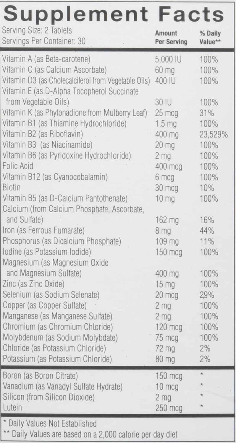 60 Count Headache-Free Complete Multivitamin Supplement for Daily Wellness