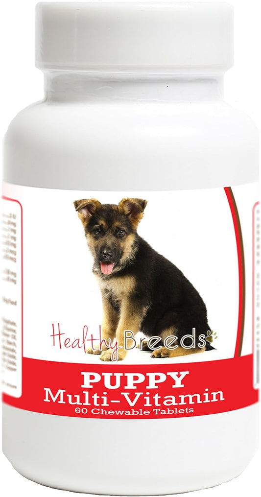 60 Count Healthy Breeds German Shepherd Puppy Dog Multivitamin Tablet for Overall Health and Wellness