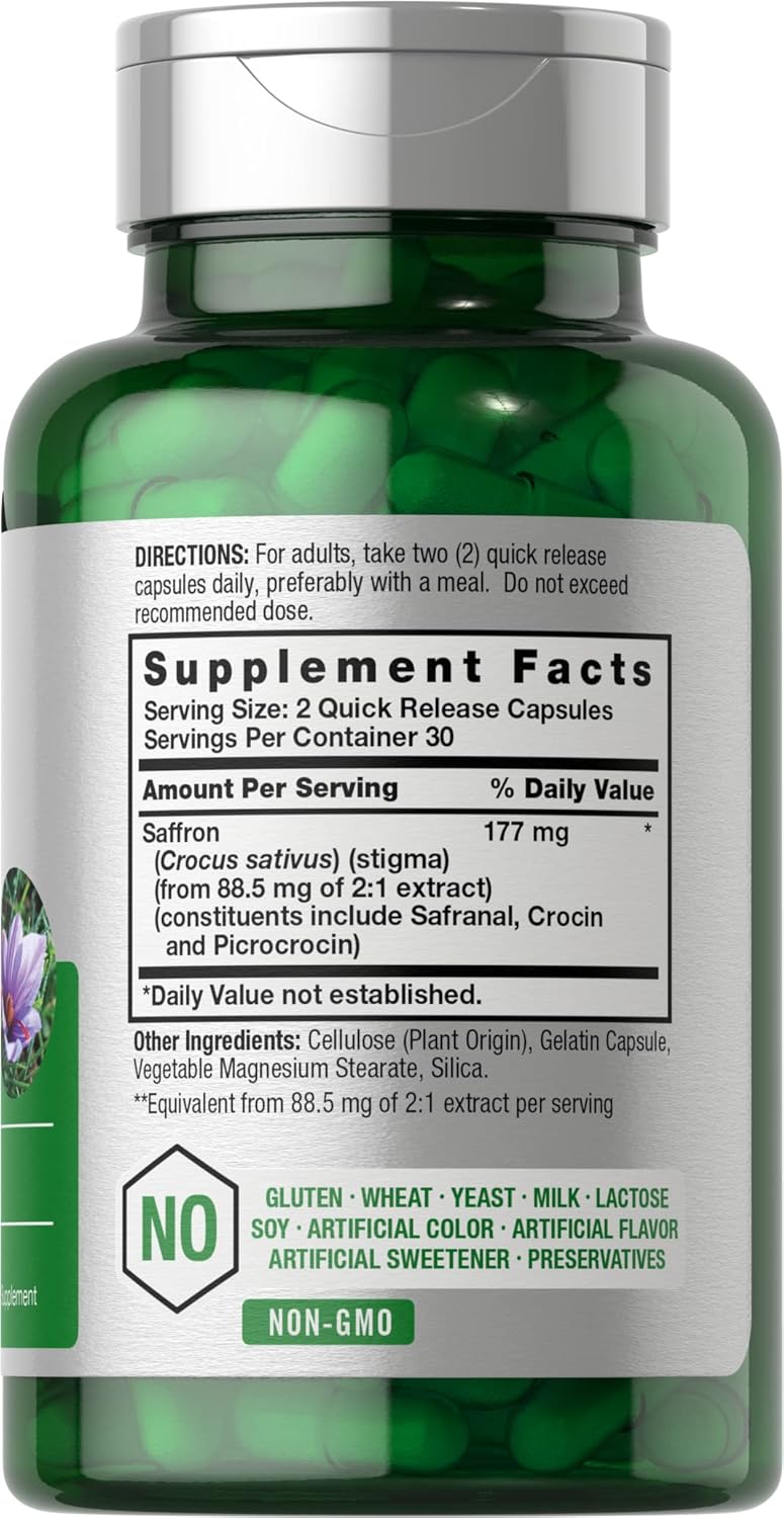 60 Count Horbäach Saffron Extract Capsules 177 mg | Non-GMO, Gluten Free Dietary Supplement