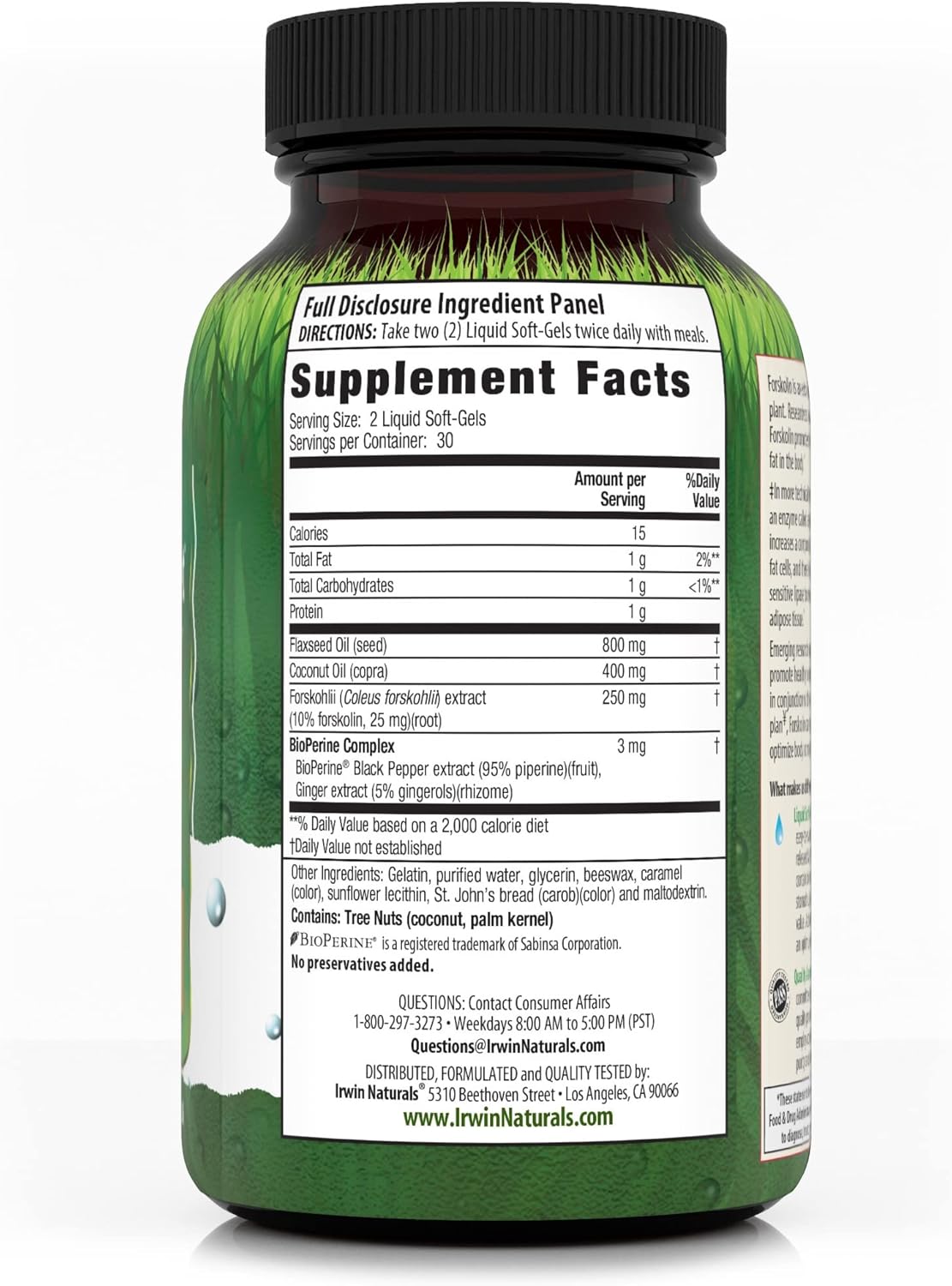 60 Count Irwin Naturals Forskolin Fat Loss Diet Supplement - Natural Weight Loss Support Formula