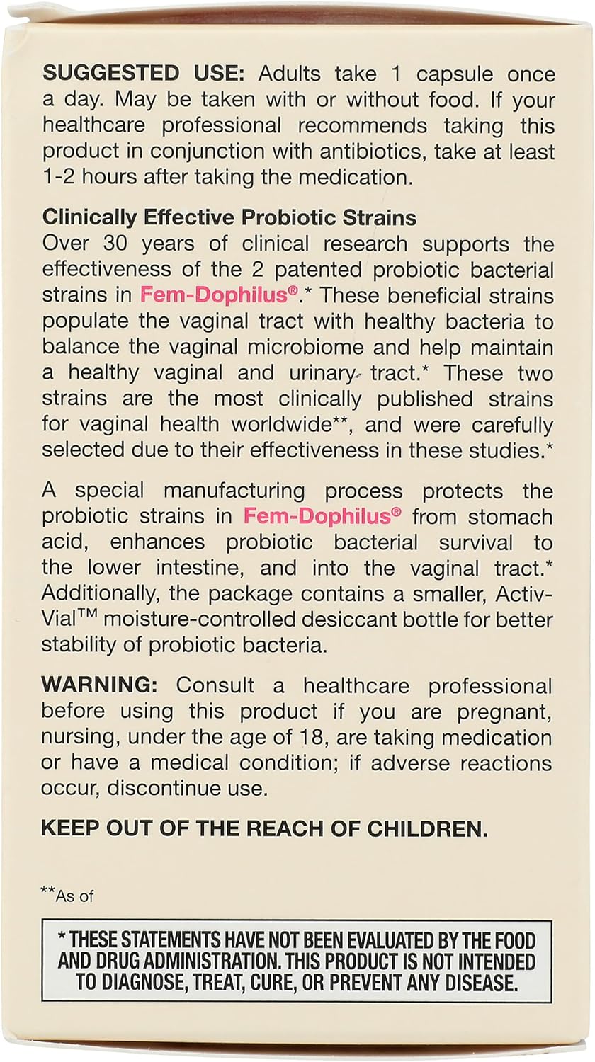 60 Count JARROW FORMULAS Fem Dophilus - Daily Probiotic Supplement for Women