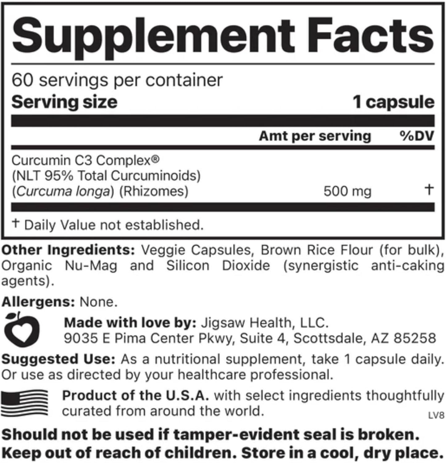 60 Count Jigsaw Health Curcumin Softgels for Antioxidant Support