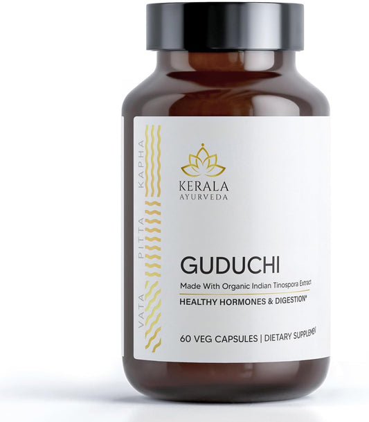 60 Count Kerala Ayurveda Guduchi Herbal Capsules for Immune System Support and Overall Health & Wellbeing