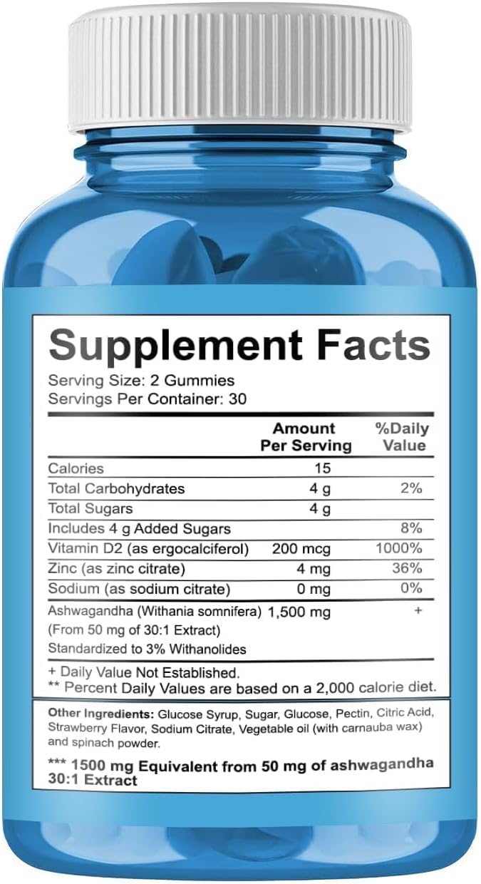60-Count Kicuspi Ashwagandha Gummies in Mixed Berry Flavor - Vegan, Plant-Based, Non-GMO, and Gluten-Free