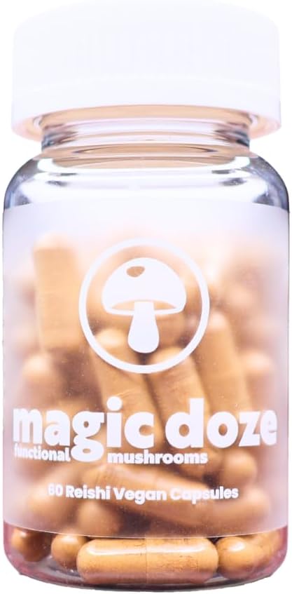 60 Count Magic Doze™ Reishi Mushroom Capsules - Herbal Stress Relief and Immune Support Supplement, Vegan and Organic