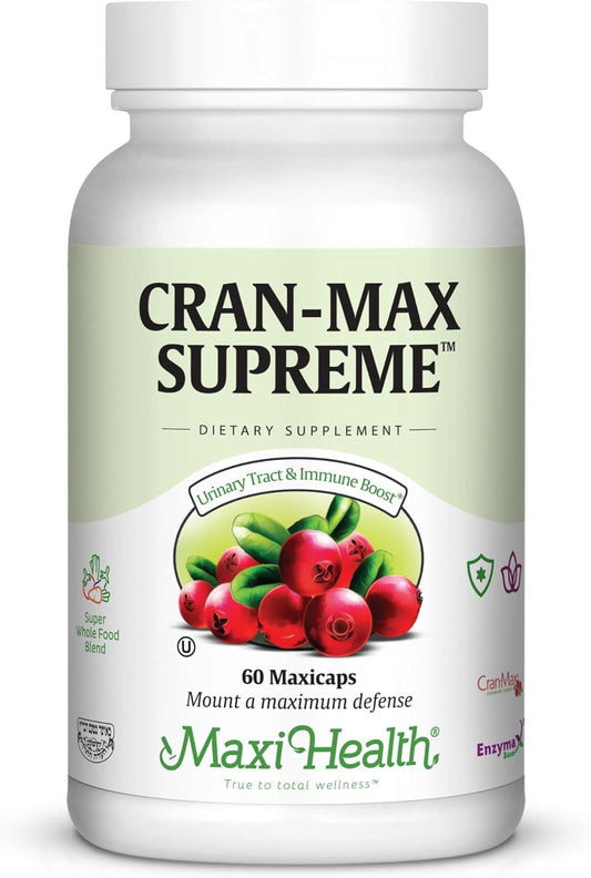 60 Count Maxi Health CranMax Supreme Cranberry Supplement Capsules - Supports Urinary Tract & Immune System - 1 Month Supply