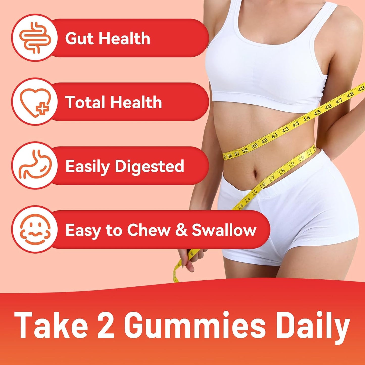 60 Count Mixed Berry & Strawberry Flavor Fiber Gummies for Gut Health Support - Men & Women, Non-GMO, Vegan, Non-Gluten - SmildeHeal Dietary Soluble Fiber