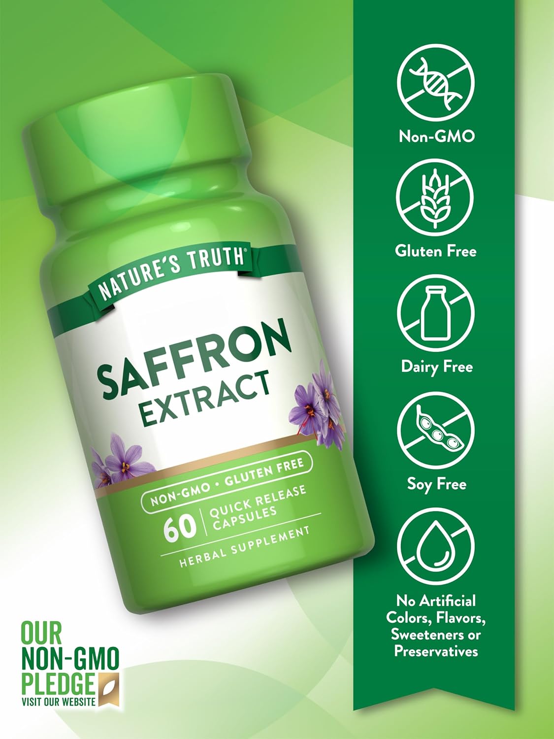 60 Count Nature's Truth Saffron Extract Capsules | Concentrated Non-GMO & Gluten Free Supplement