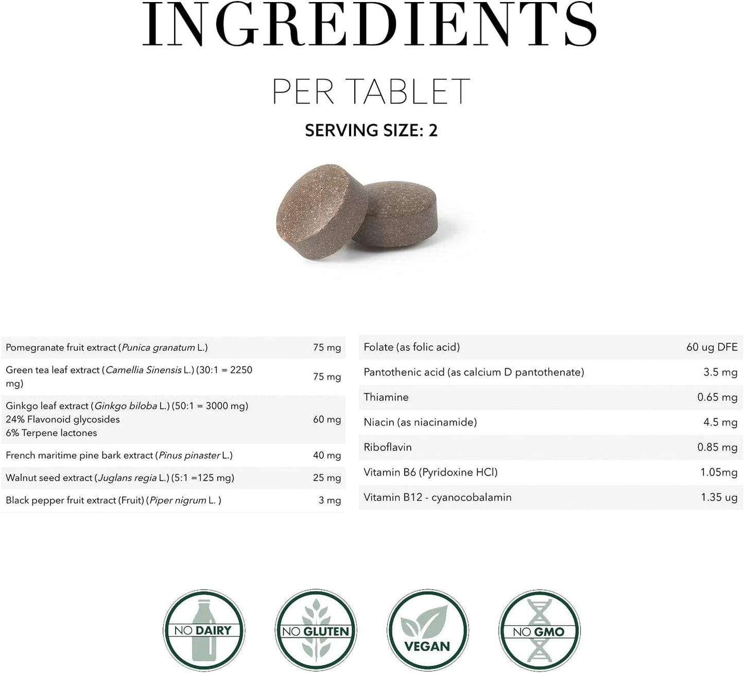 60 Count New Nordic Clear Brain Tablets with Green Tea & Walnut for Cognitive Health & Memory, Made in Sweden