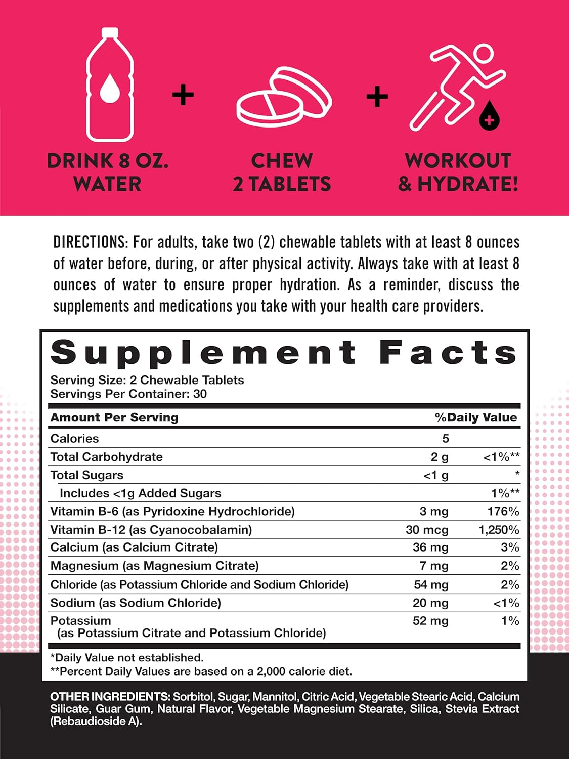60 Count Non-GMO Berry Flavor Electrolyte Tablets for Hydration | Gluten Free Chewable Supplement by Nature's Truth