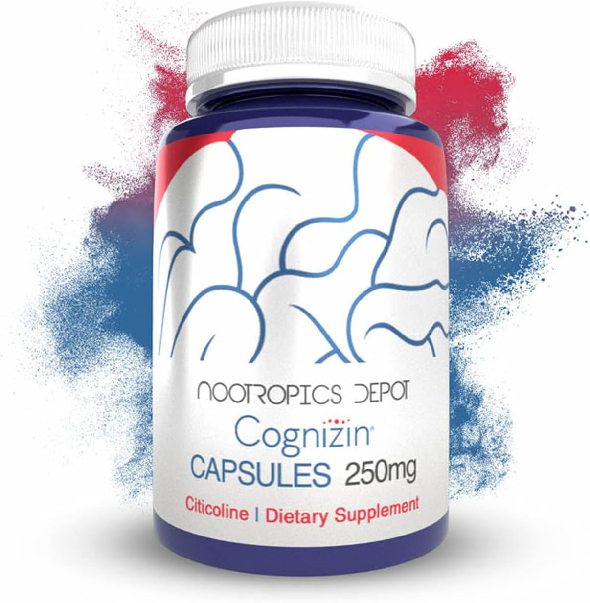60 Count Nootropics Depot Cognizin Citicoline Capsules for Brain Health - Memory and Focus Support - Choline Supplement for Cognitive Function