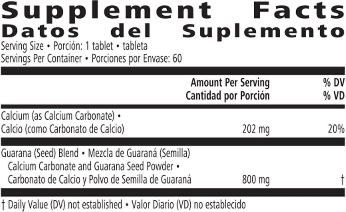 60 Count NRG Nature's Raw Guarana Herbal Supplement Tablets - Boost Energy with Guarana Seed - 60 Servings - Plant-Based Energy Supplement for Adults