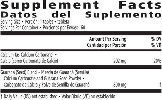 60 Count NRG Nature's Raw Guarana Herbal Supplement Tablets - Boost Energy with Guarana Seed - 60 Servings - Plant-Based Energy Supplement for Adults