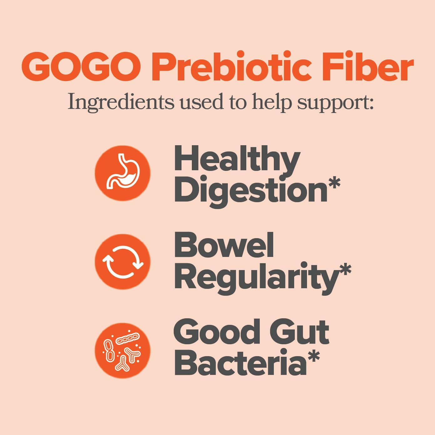 60-Count O Positiv GOGO Fiber Gummies for Adults - Prebiotic Chicory Root Inulin Supplement - Vegan & Non-GMO Fiber Gummies for Digestive Health