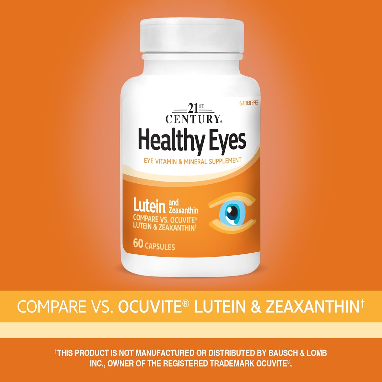 60 Count of 21st Century Lutein and Zeaxanthin Capsules for Healthy Eyes