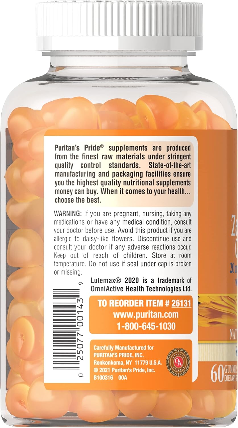60-Count Puritan's Pride Lutein and Zeaxanthin Gummies for Eye Health