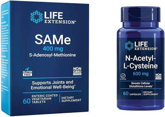60 Count Same 400mg & N-Acetyl-L-Cysteine 600mg for Liver, Joint, and Immune Support by Life Extension