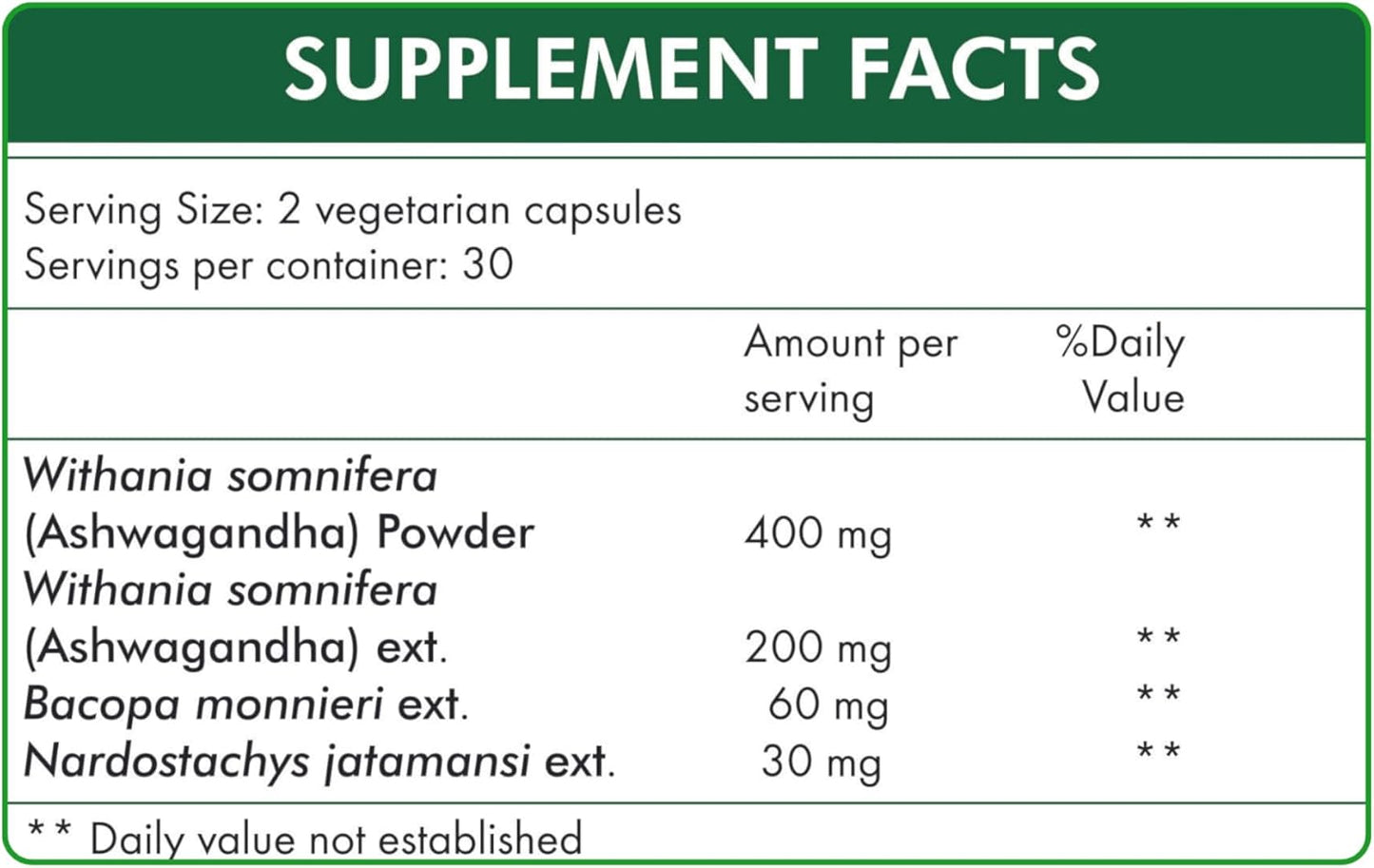 60 Count Stress Hrx Ashwagandha Supplement Capsules for Herbal Stress Relief