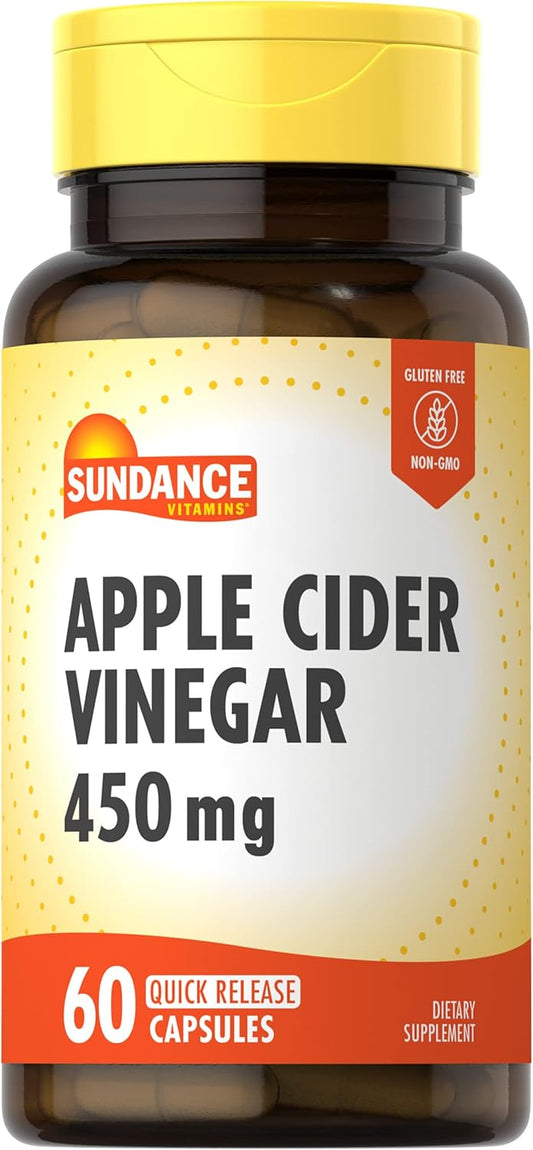 60 Count Sundance Apple Cider Vinegar Capsules - Non-GMO & Gluten Free Supplement