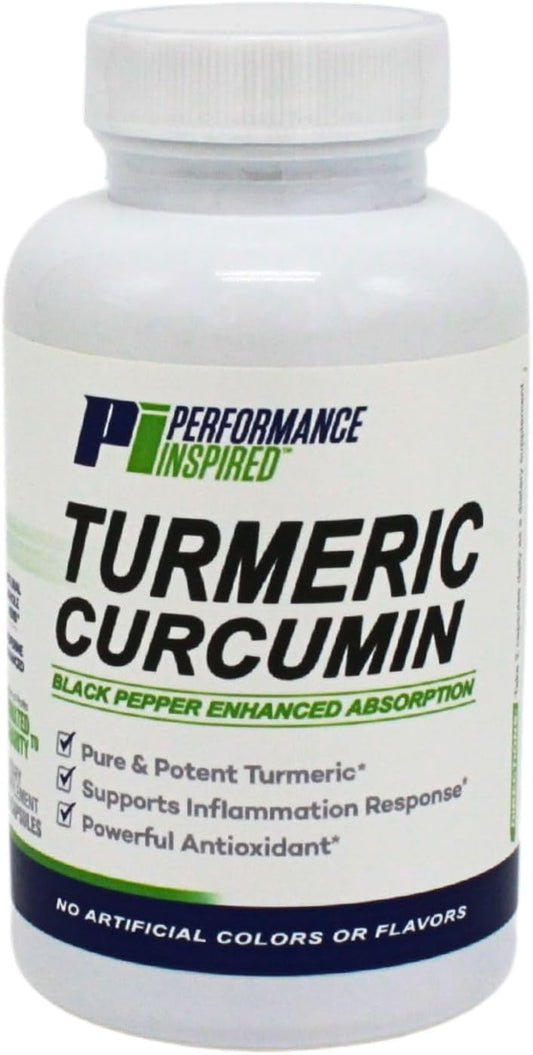 60 Count Turmeric Curcumin Capsules for Joint Support - All-Natural by Performance Inspired Nutrition