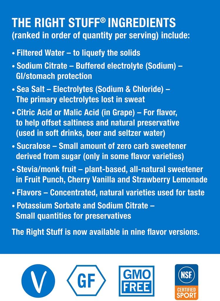 60 Count Variety Pack of The Right Stuff Special Electrolyte Drink Concentrate - Naturally Sweetened in Strawberry Lemonade, Fruit Punch, and Cherry Vanilla Flavors