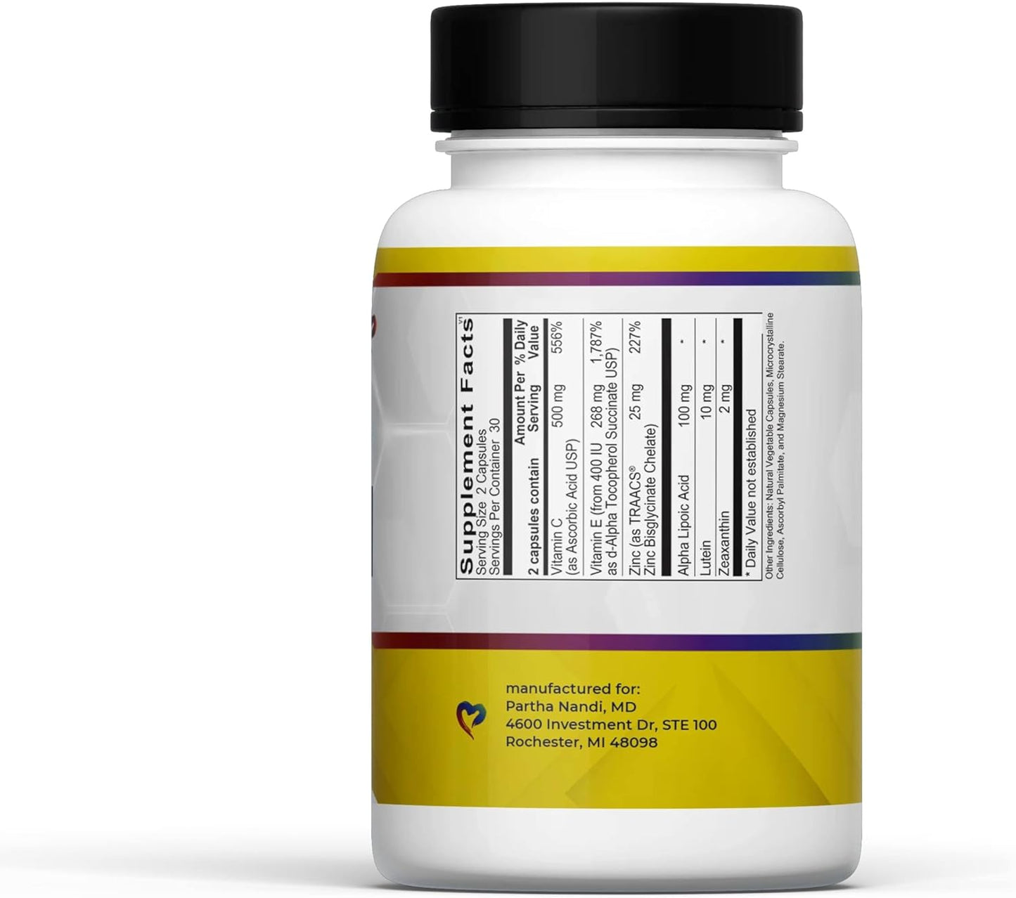 60 Count Vegan Eye Vitamins for Macular Degeneration & Eye Health with Lutein & Zeaxanthin by Dr. Partha Nandi, MD