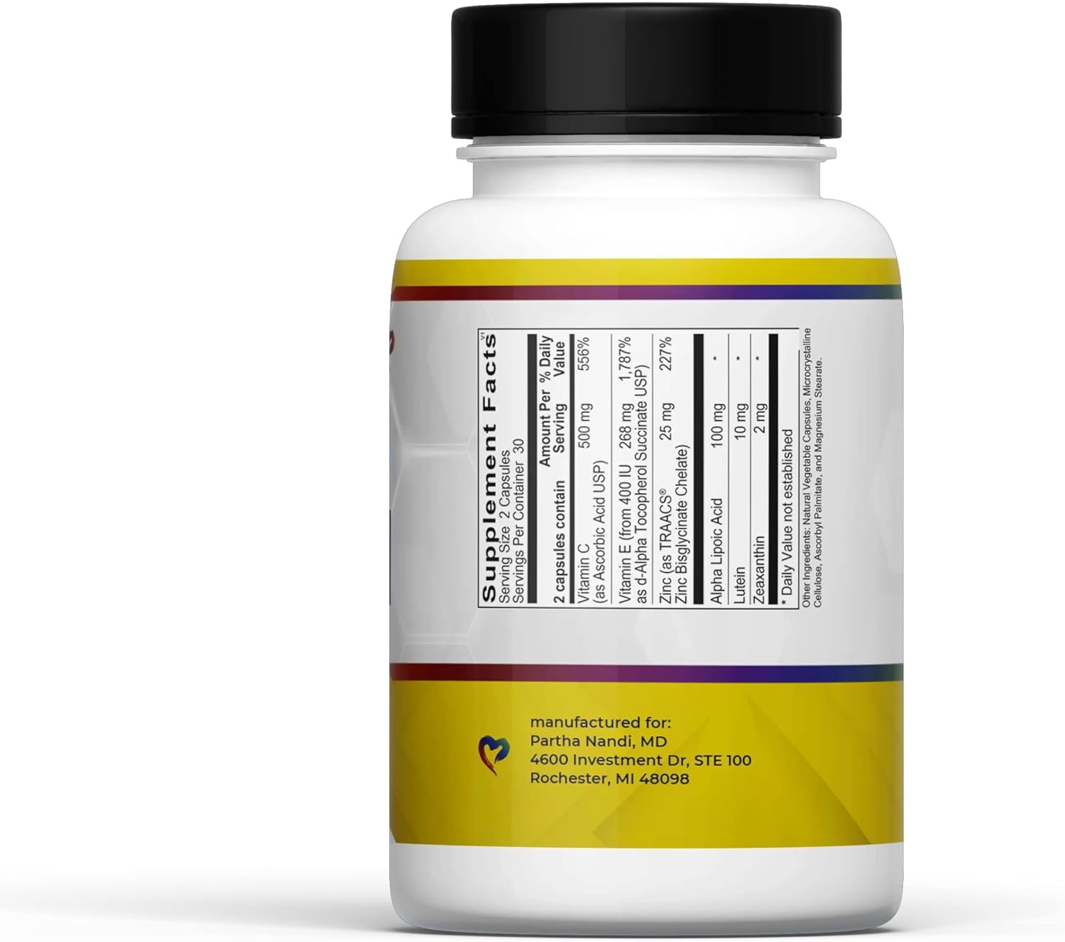 60 Count Vegan Eye Vitamins for Macular Degeneration & Eye Health with Lutein & Zeaxanthin by Dr. Partha Nandi, MD