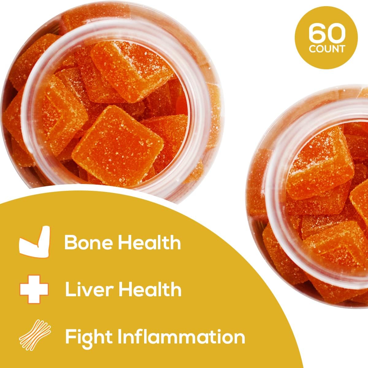 60 Count Vegan Glucosamine Chondroitin Turmeric Citrus Gummy Vitamins for Joint Health & Mobility - Non-GMO & Gluten Free Joint Support Gummies - Tendon Rejuvenation & Inflammation Relief - Orange Flavor