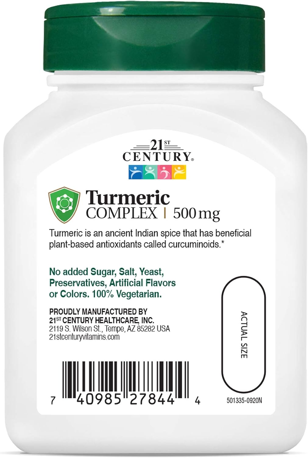 60 Count Vegetarian Turmeric Complex Capsules for 21st Century Support