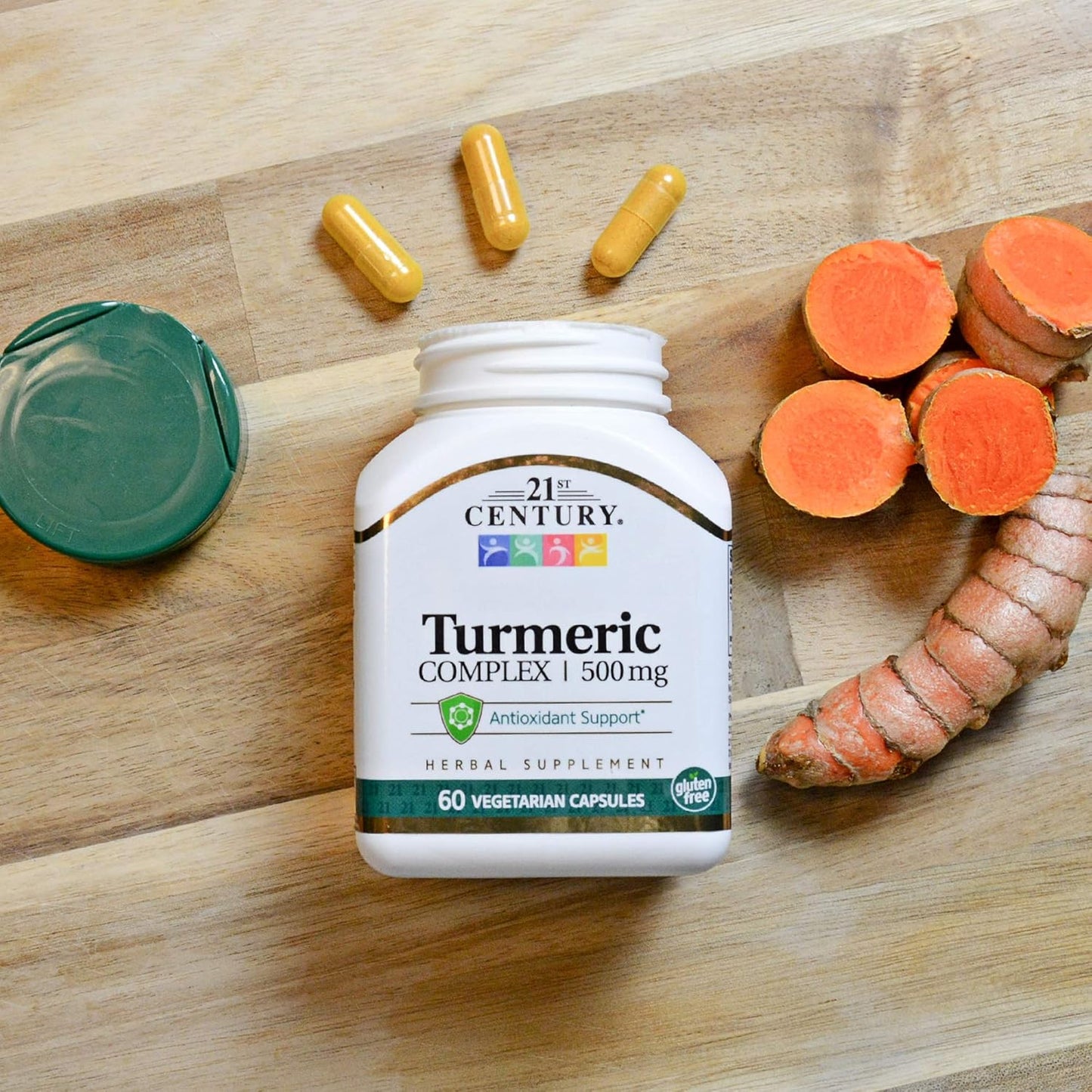 60 Count Vegetarian Turmeric Complex Capsules for 21st Century Support